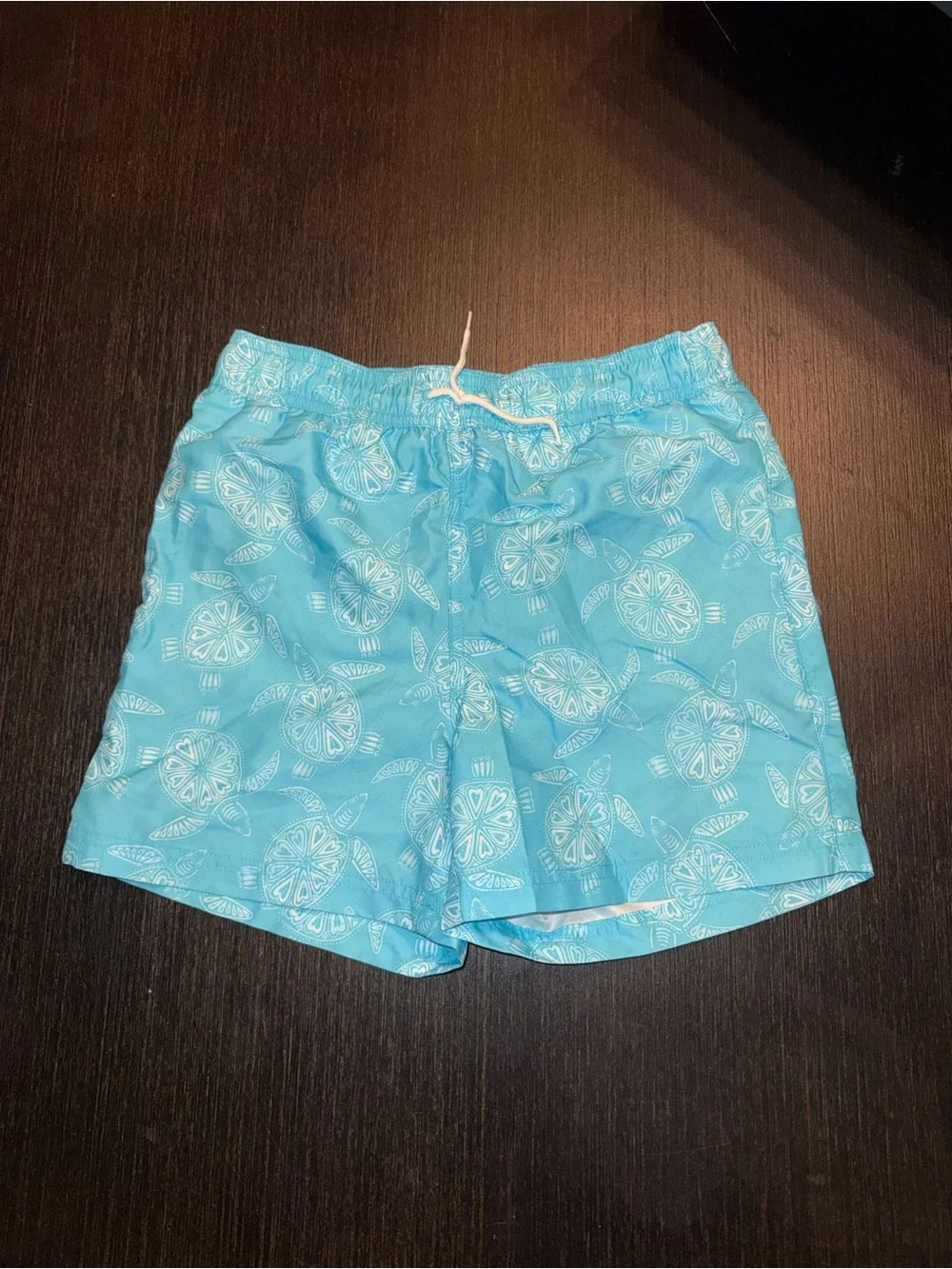 Janie and Jack Turquoise Blue Sea Turtle Print Swim Shorts with Ocean Motif